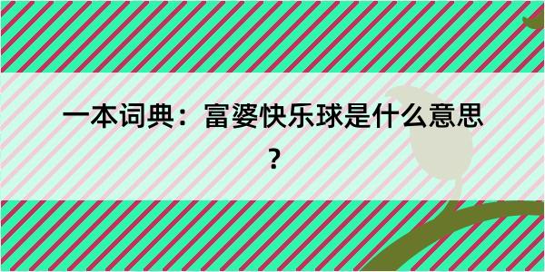 一本词典：富婆快乐球是什么意思？