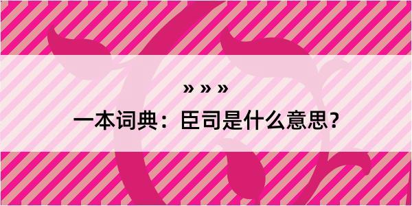 一本词典：臣司是什么意思？