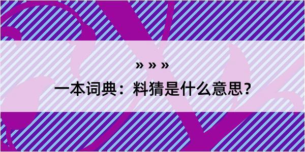 一本词典：料猜是什么意思？