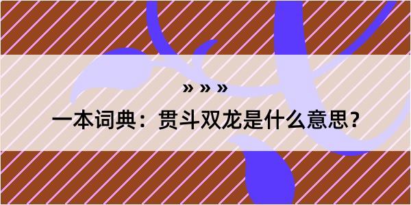 一本词典：贯斗双龙是什么意思？