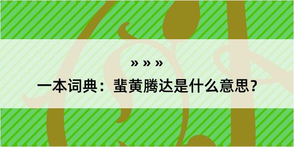 一本词典：蜚黄腾达是什么意思？