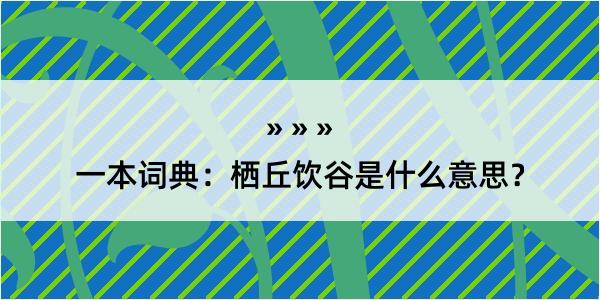 一本词典：栖丘饮谷是什么意思？