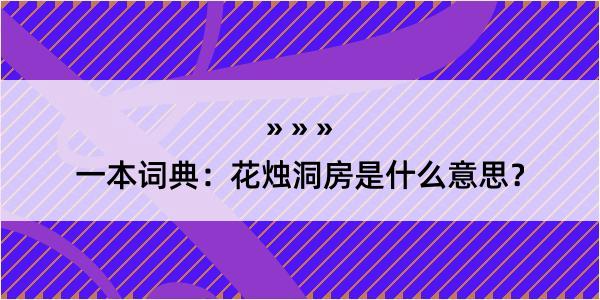 一本词典：花烛洞房是什么意思？