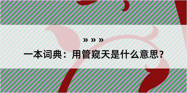 一本词典：用管窥天是什么意思？