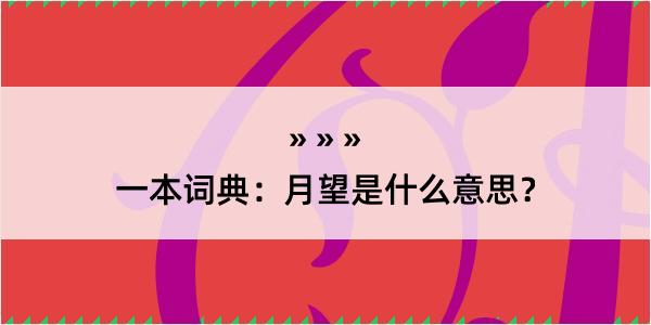 一本词典：月望是什么意思？