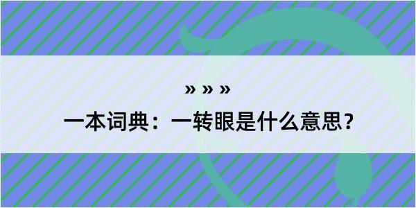 一本词典：一转眼是什么意思？