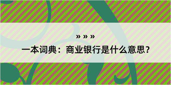 一本词典：商业银行是什么意思？