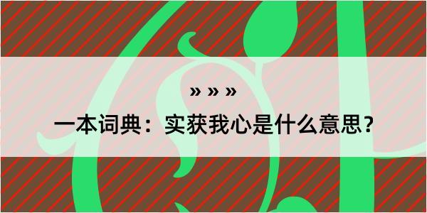 一本词典：实获我心是什么意思？