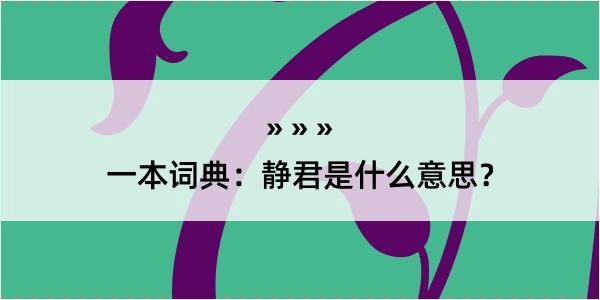 一本词典：静君是什么意思？