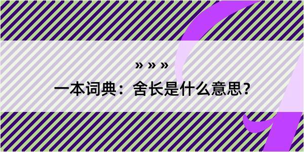 一本词典：舍长是什么意思？