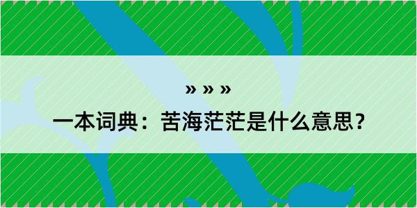 一本词典：苦海茫茫是什么意思？