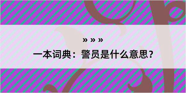 一本词典：警员是什么意思？