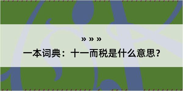 一本词典：十一而税是什么意思？