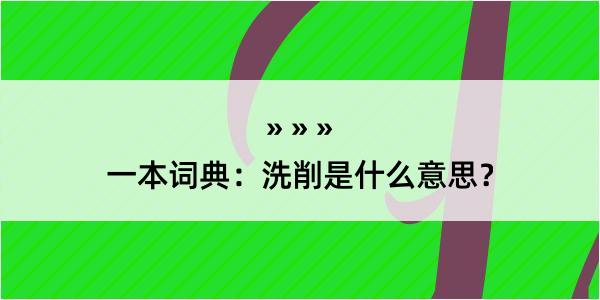 一本词典：洗削是什么意思？