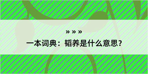 一本词典：韬养是什么意思？