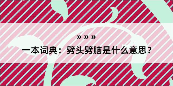 一本词典：劈头劈脑是什么意思？