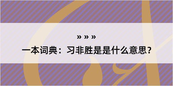 一本词典：习非胜是是什么意思？