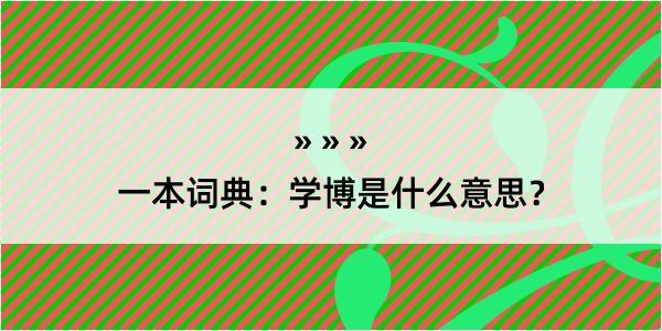 一本词典：学博是什么意思？