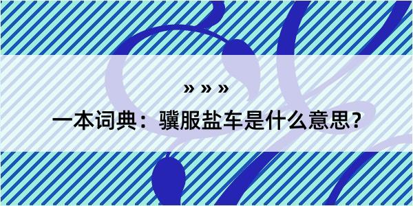 一本词典：骥服盐车是什么意思？