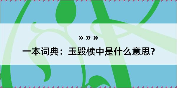 一本词典：玉毁椟中是什么意思？