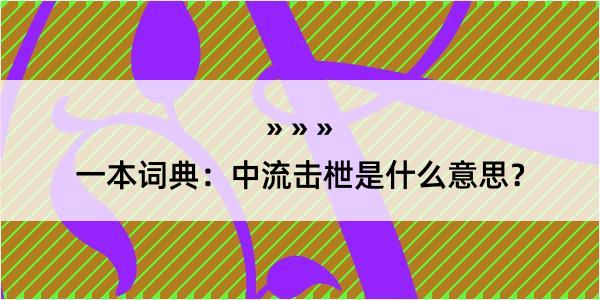 一本词典：中流击枻是什么意思？