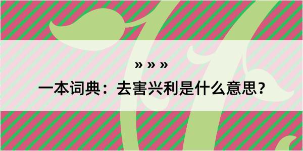 一本词典：去害兴利是什么意思？