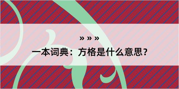 一本词典：方格是什么意思？