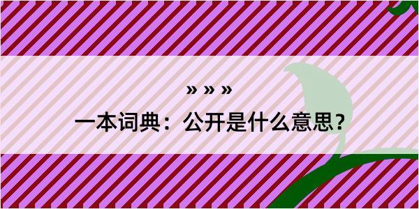 一本词典：公开是什么意思？