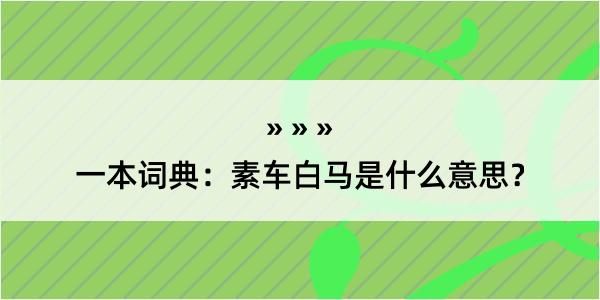 一本词典：素车白马是什么意思？