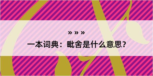 一本词典：毗舍是什么意思？