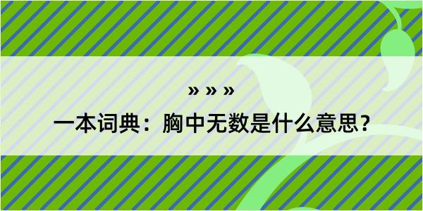 一本词典：胸中无数是什么意思？