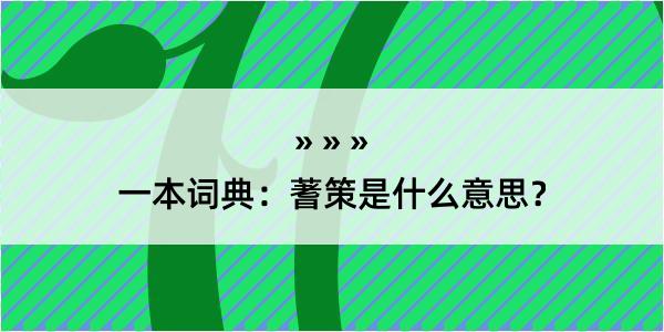 一本词典：蓍策是什么意思？