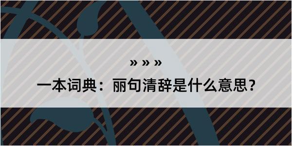 一本词典：丽句清辞是什么意思？