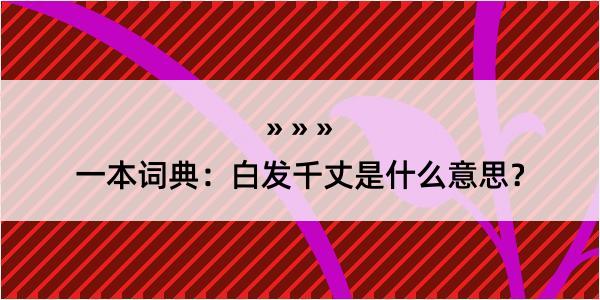 一本词典：白发千丈是什么意思？