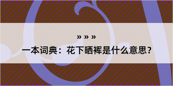 一本词典：花下晒裈是什么意思？