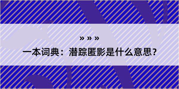 一本词典：潜踪匿影是什么意思？