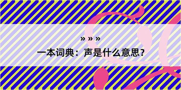 一本词典：声是什么意思？