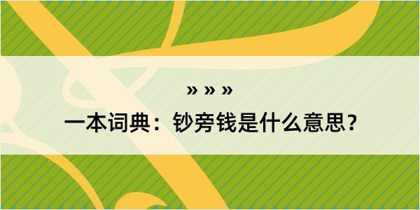 一本词典：钞旁钱是什么意思？