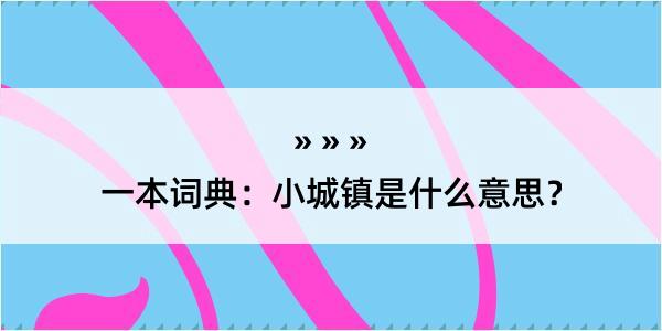 一本词典：小城镇是什么意思？