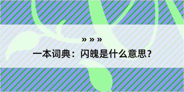 一本词典：闪魄是什么意思？