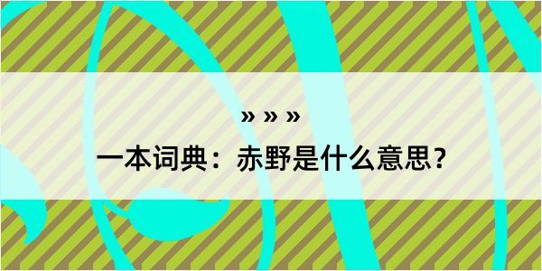 一本词典：赤野是什么意思？