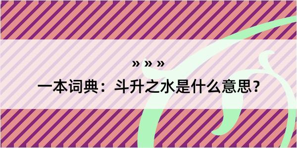 一本词典：斗升之水是什么意思？