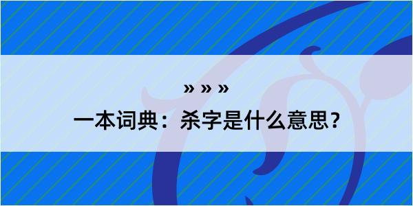 一本词典：杀字是什么意思？