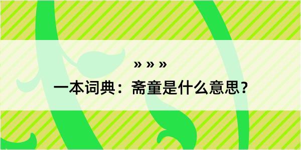 一本词典：斋童是什么意思？