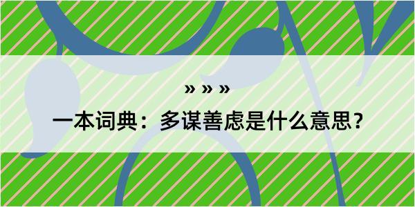 一本词典：多谋善虑是什么意思？