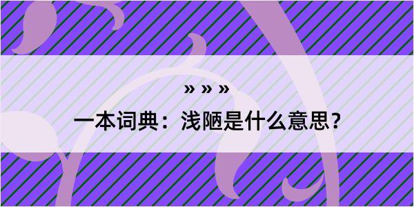 一本词典：浅陋是什么意思？