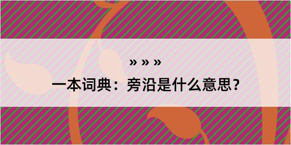 一本词典：旁沿是什么意思？