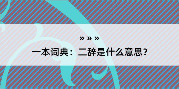 一本词典：二辞是什么意思？