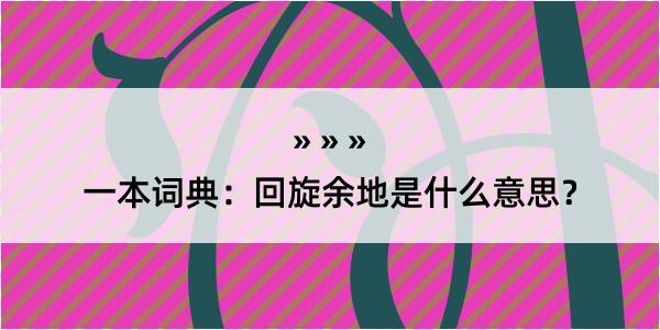 一本词典：回旋余地是什么意思？