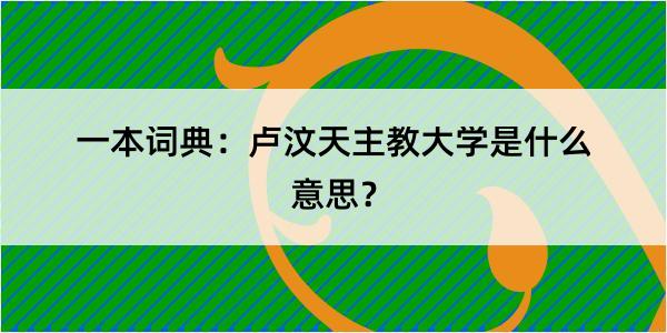 一本词典：卢汶天主教大学是什么意思？